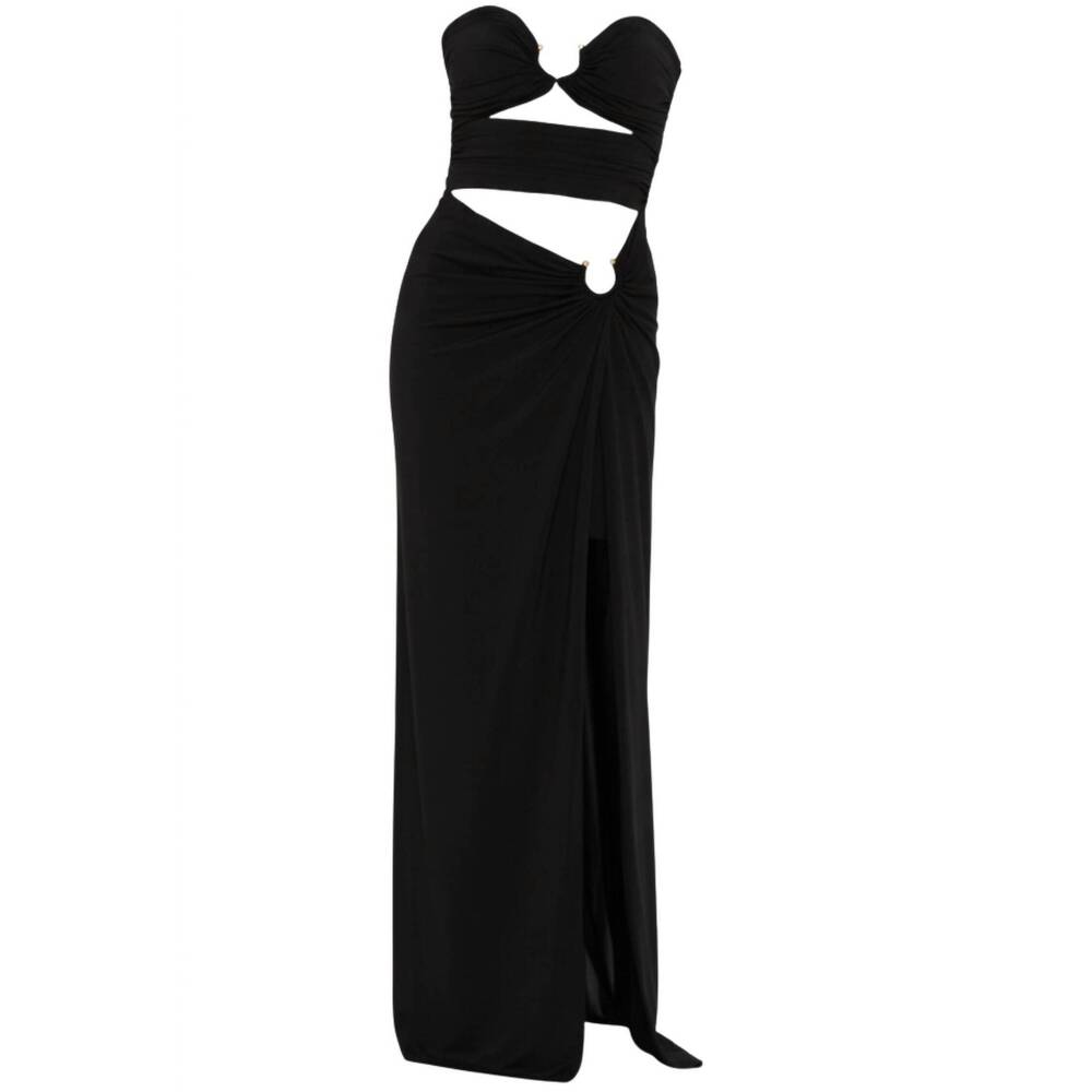 NEW AKALIA women's eloise slit maxi dress in black